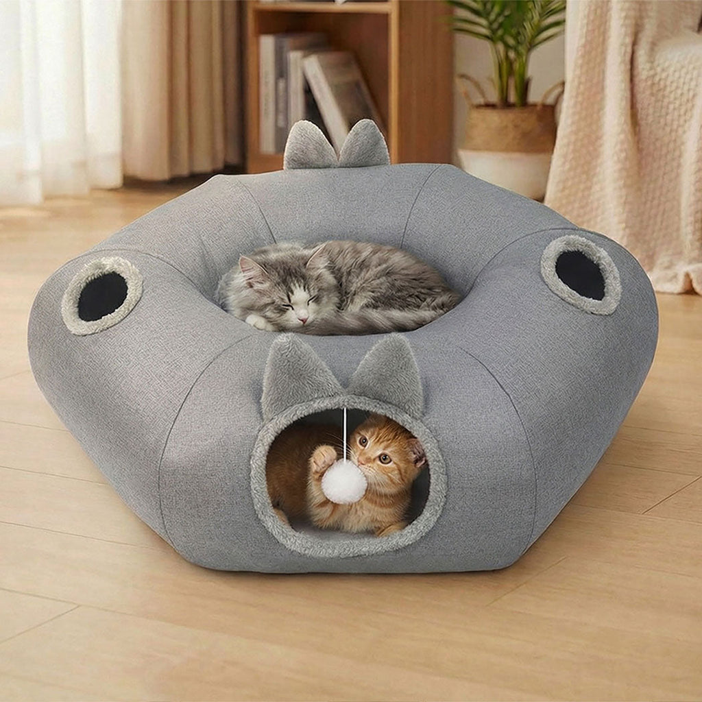 Large Cat Tunnel Bed Multi-Functional Toy Interactive Pet Playhouse Indoor-2102558121053523975