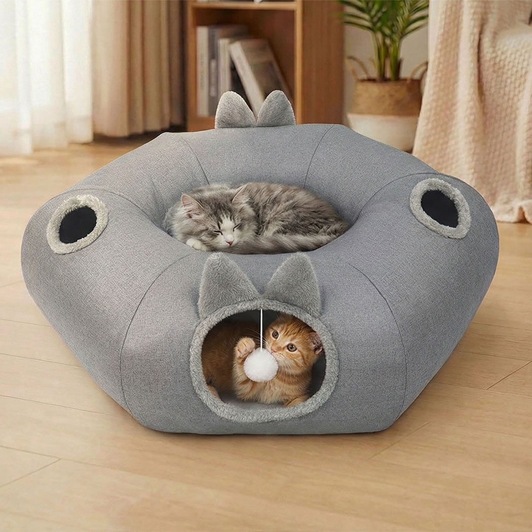 Large Cat Tunnel Bed Multi-Functional Toy Interactive Pet Playhouse Indoor-2102558121053523975