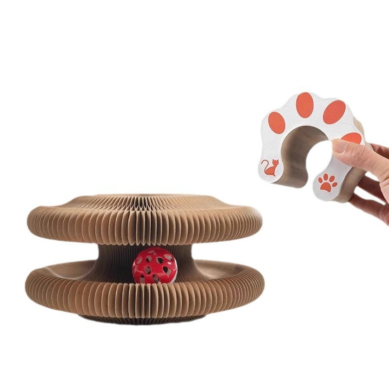 Magic Organ Cat Scratching Board – Foldable Corrugated Cardboard Scratcher with Toy Ball & Catnip - image 2