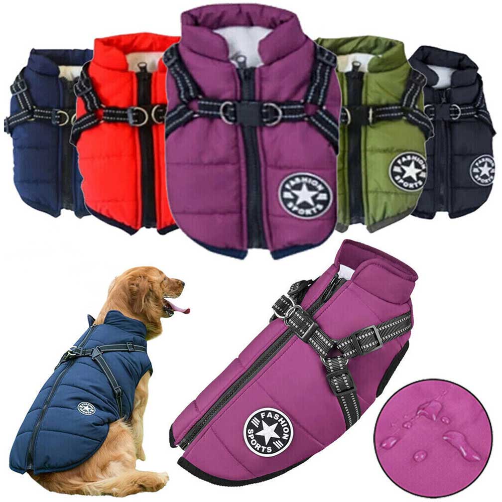 Winter Pet Dog Coat Pet Dog Jacket w/ Harness Waterproof Breathable Small Large - image 3