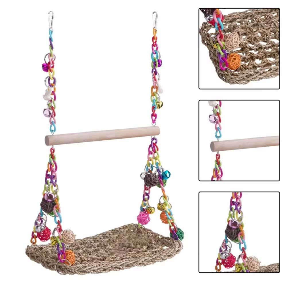 Parrot Hammock Swing Toy with Colourful Chain Double Swing for Bird Cage Play - image 8