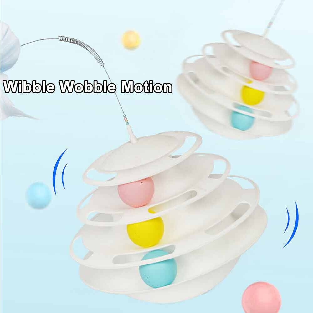 3 Level Cat Toy Kitten Rotating Feather Teaser Tower Interactive Funny Toys - image 4