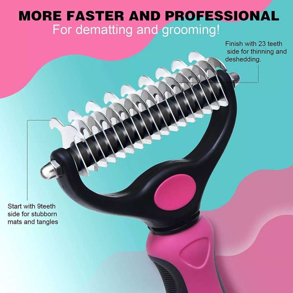 Professional Pet Dog Cat Comb Brush Dematting Undercoat Grooming Comb Rake Tool - image 2