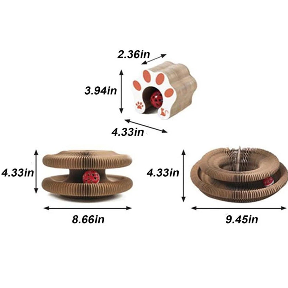 Transformable Cat Toy - Accordion Scratch Pad & Wear-Resistant Ball - image 4