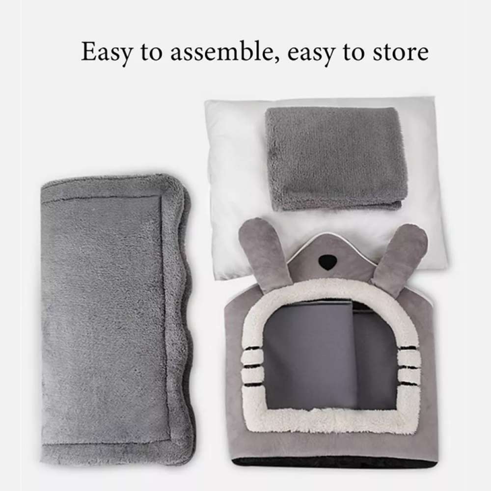 Small Pet Cat Kitten Dog Beds Igloo Fleece Bed Pyramid Cozy Washable Warm House Cave - image 2