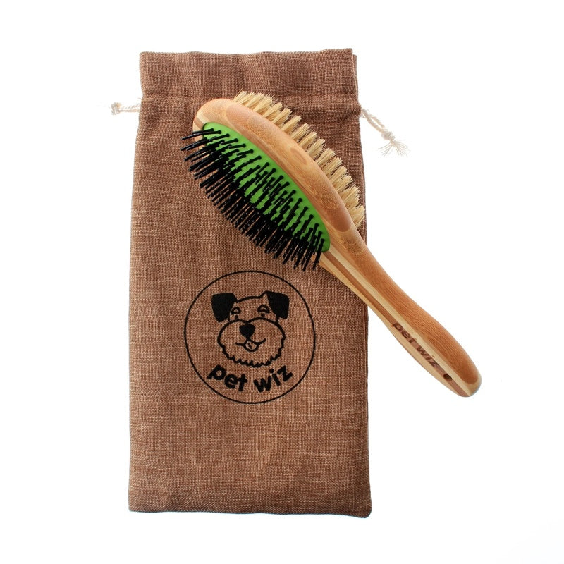 Double Sided Pin & Bristle Bamboo Brush for Dog Grooming - image 2