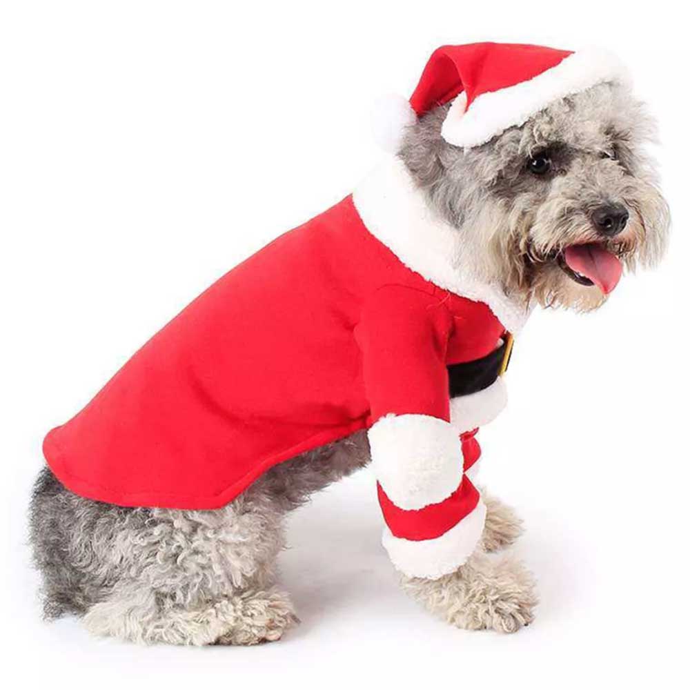 Christmas Santa Claus Pet Cat Dog Clothes Hat Costume Coat Decoration Xmas - image 1