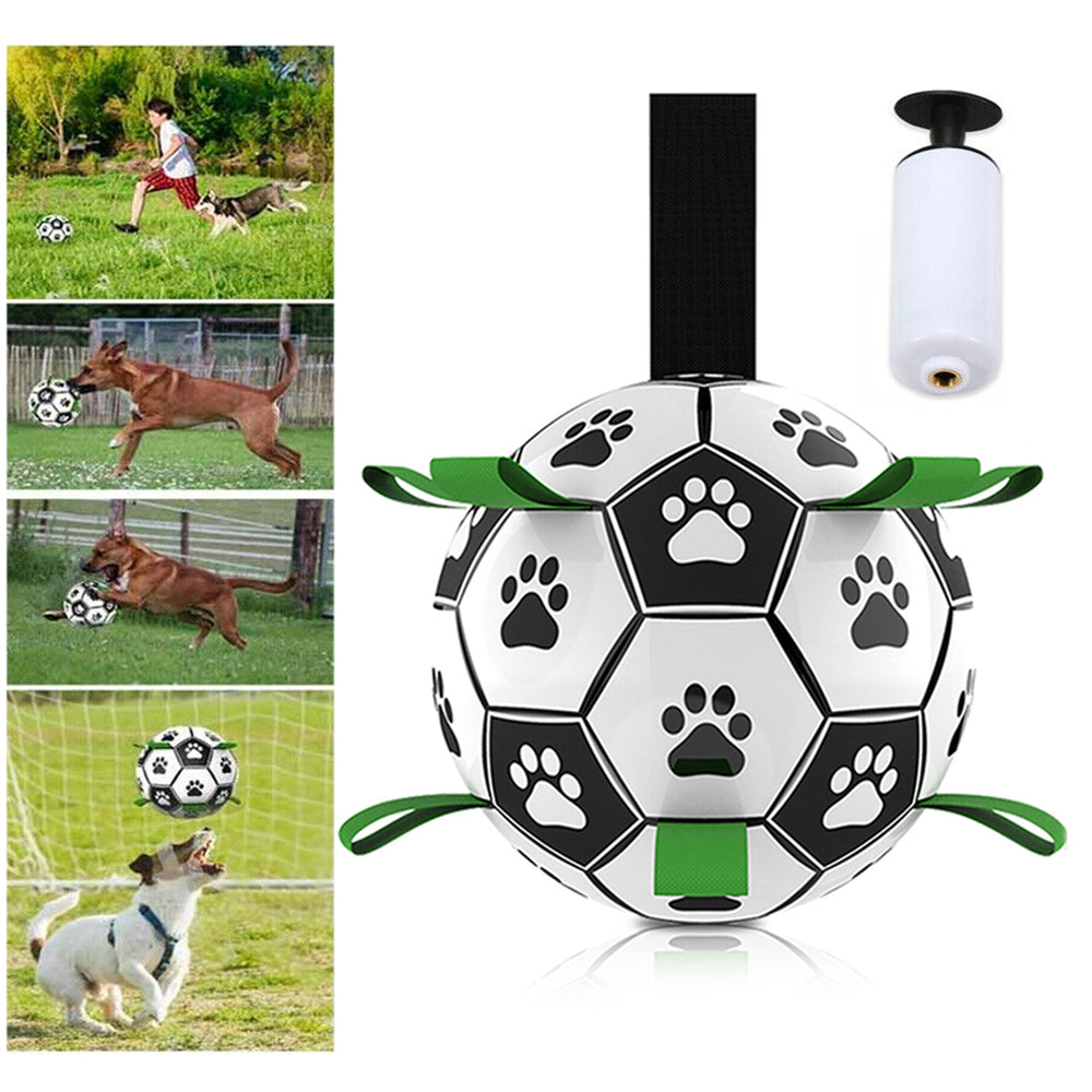 Dog Soccer Ball Grab Tabs Interactive Pet Dog Toy Football with Ball Pump - image 2