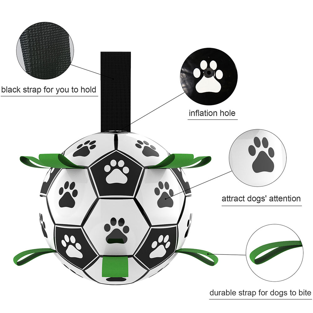 Dog Soccer Ball Grab Tabs Interactive Pet Dog Toy Football with Ball Pump - image 3