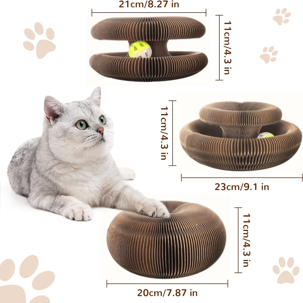 Magic Organ Cat Scratching Board – Foldable Corrugated Cardboard Scratcher with Toy Ball & Catnip - image 5