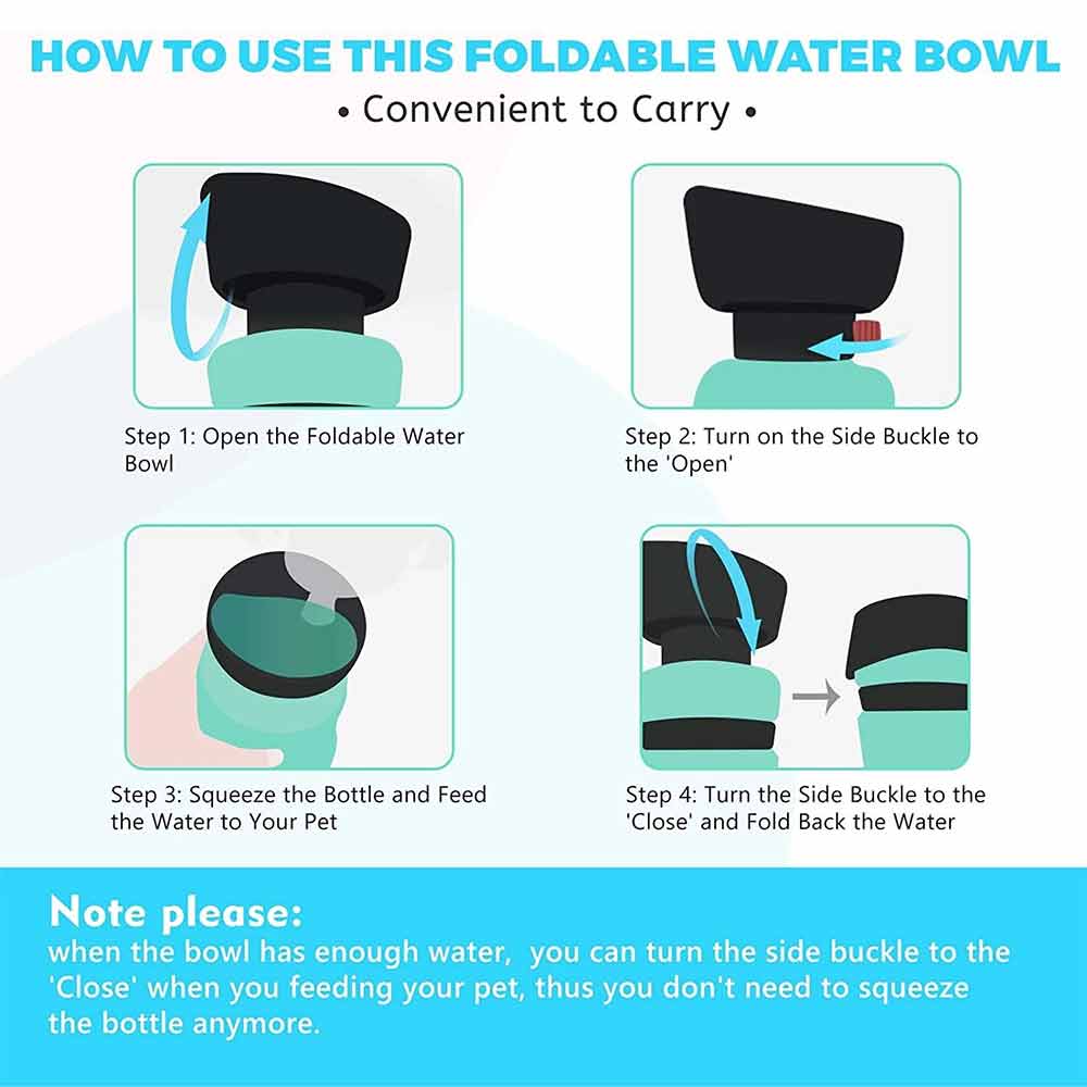 Portable Dog Water Bottle – 520ml Travel Dog Water Bottle with Foldable Bowl - image 4