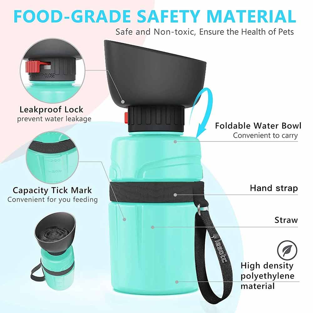 Portable Dog Water Bottle – 520ml Travel Dog Water Bottle with Foldable Bowl - image 2