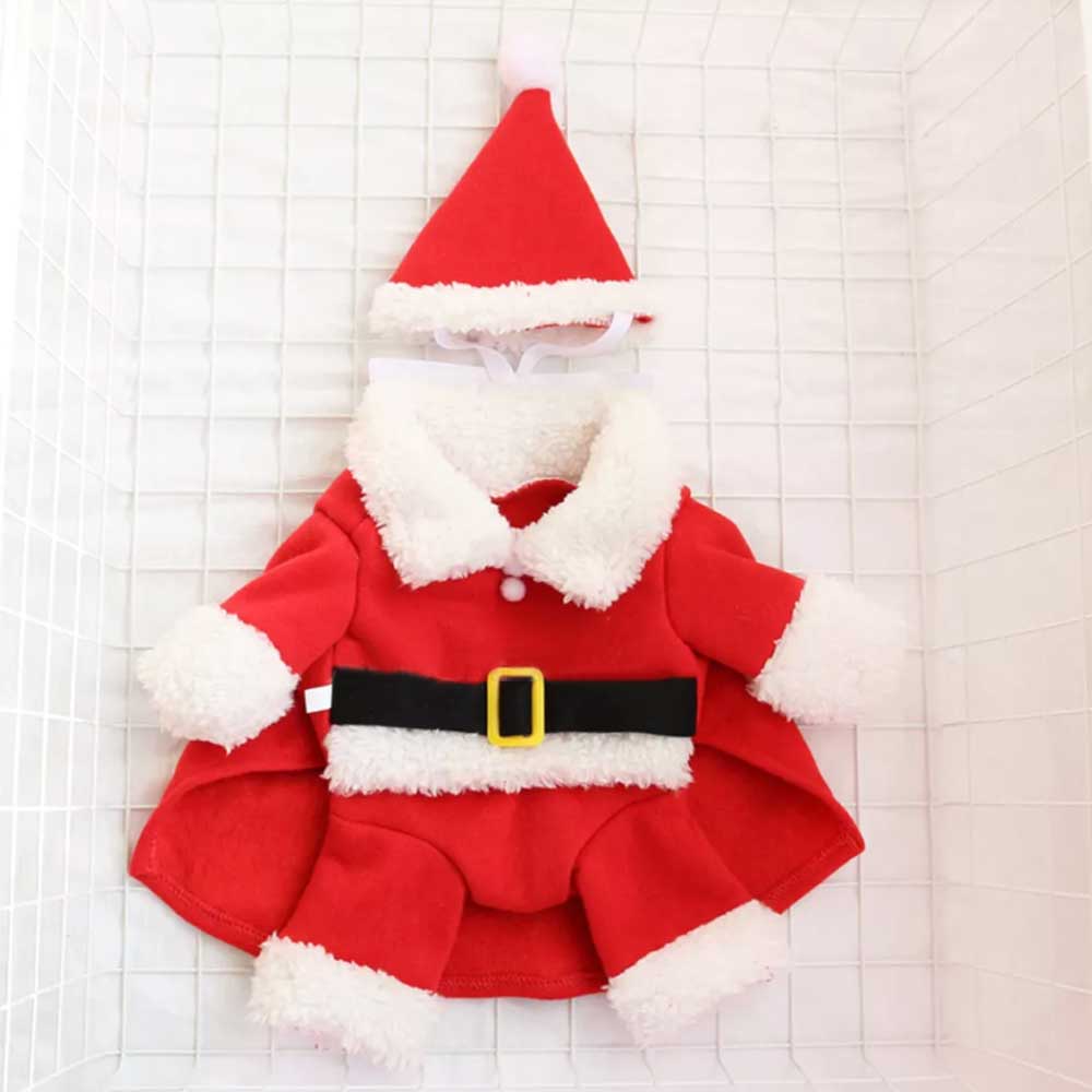Christmas Santa Claus Pet Cat Dog Clothes Hat Costume Coat Decoration Xmas - image 6