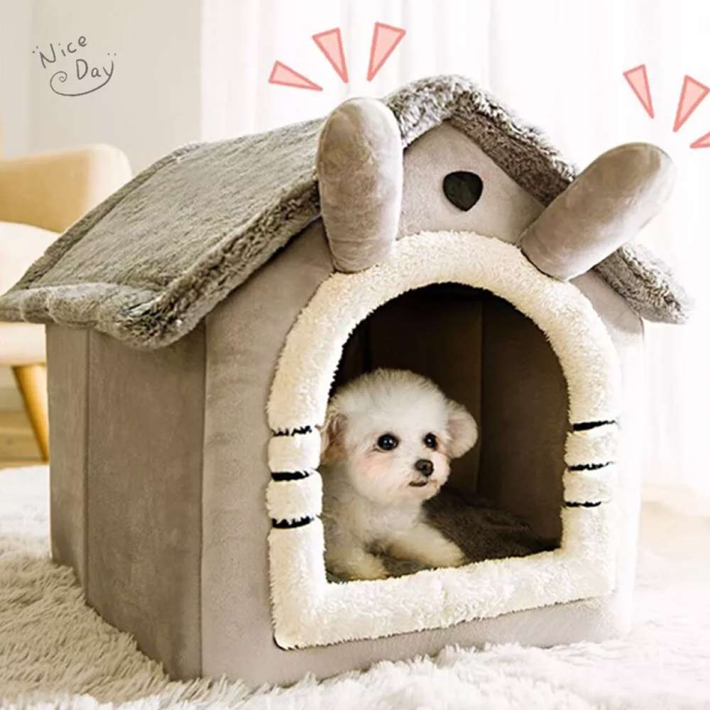 Small Pet Cat Kitten Dog Beds Igloo Fleece Bed Pyramid Cozy Washable Warm House Cave - image 8