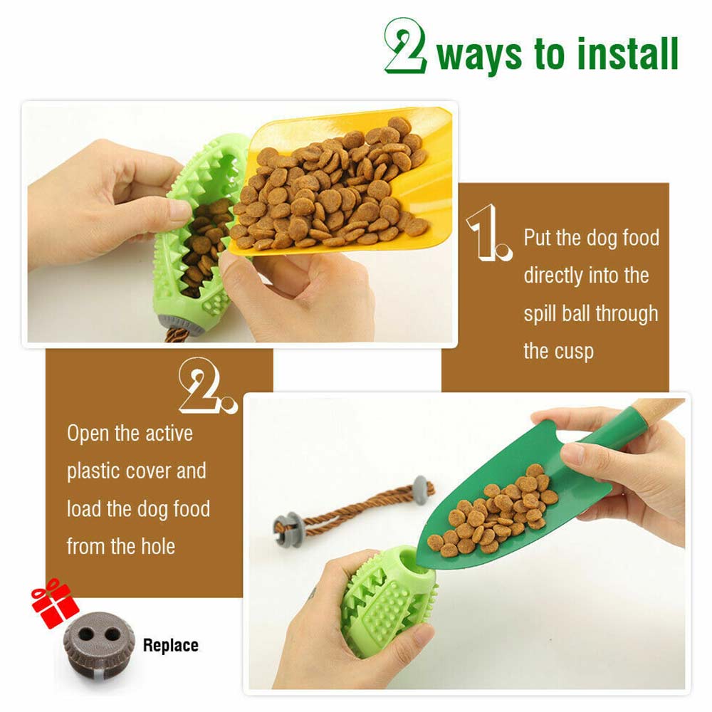 Dog Treat Balls Interactive Toothbrush Chew Toys Cleaning Food Dispenser Feeder - image 3