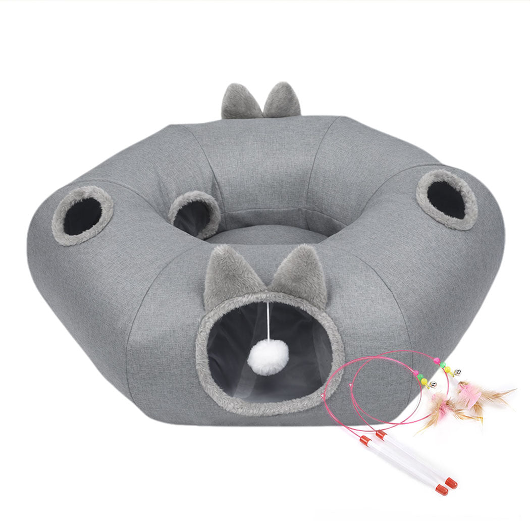 Large Cat Tunnel Bed Multi-Functional Toy Interactive Pet Playhouse Indoor-2102558121053523968