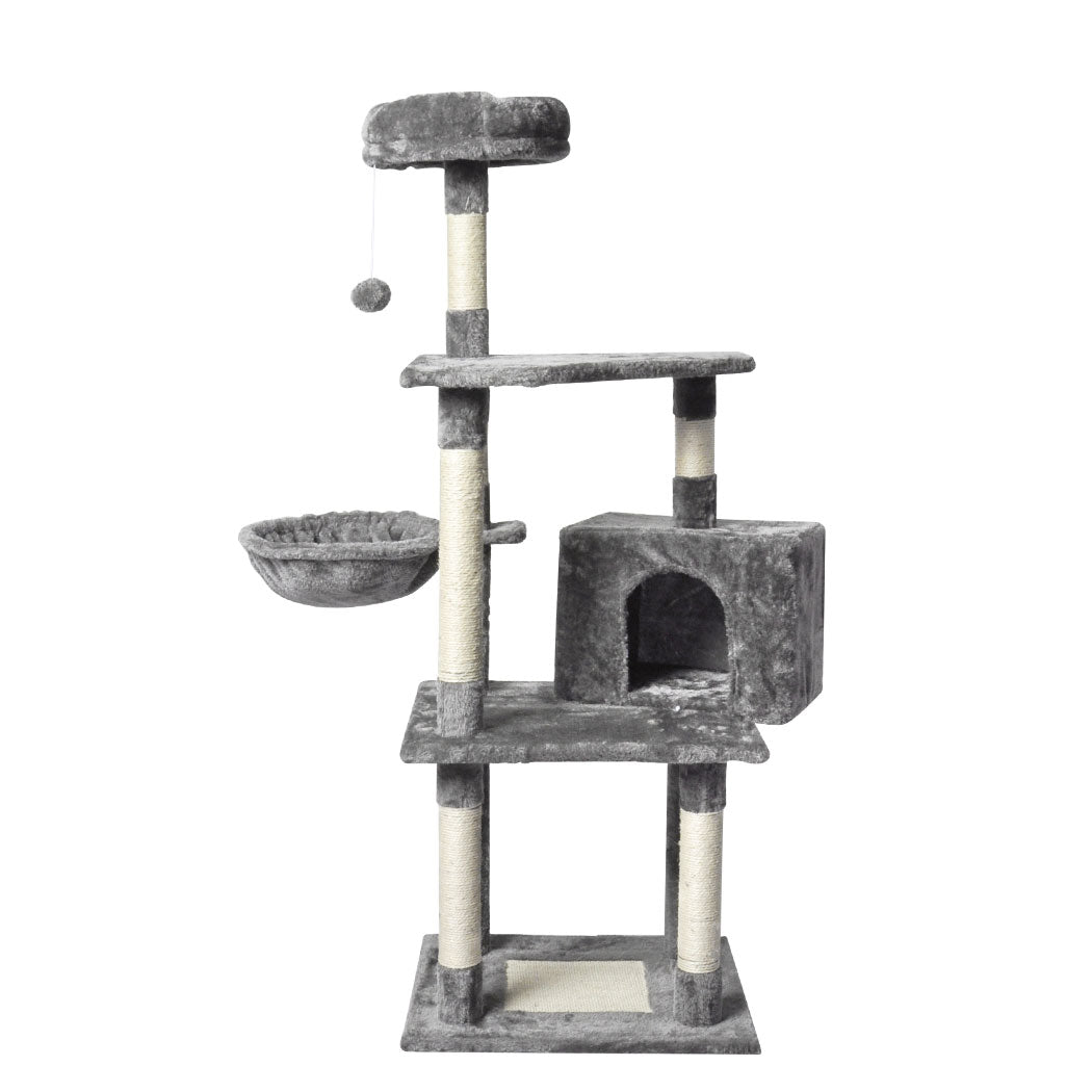130cm Cat Tree Toy Scratching Post Grey-2102558622503538688