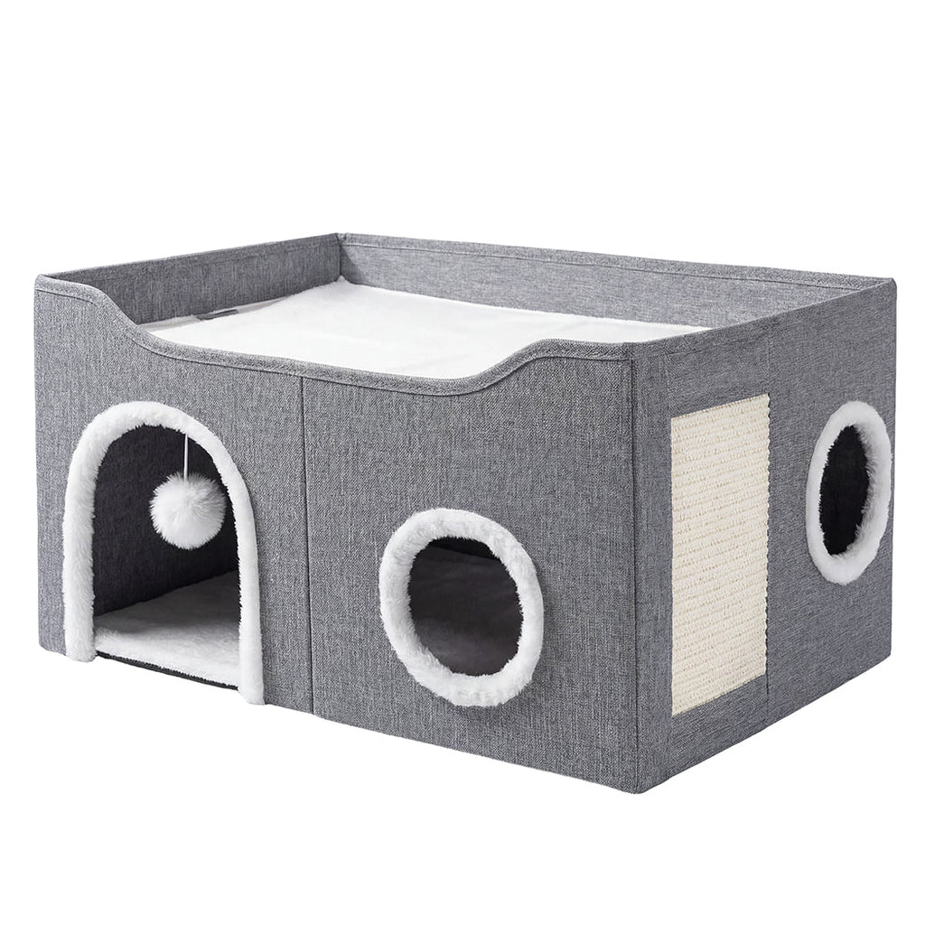 Foldable Cat House Cave Bed Hideaway Interactive Nest Scratching Board-2050056785997467648
