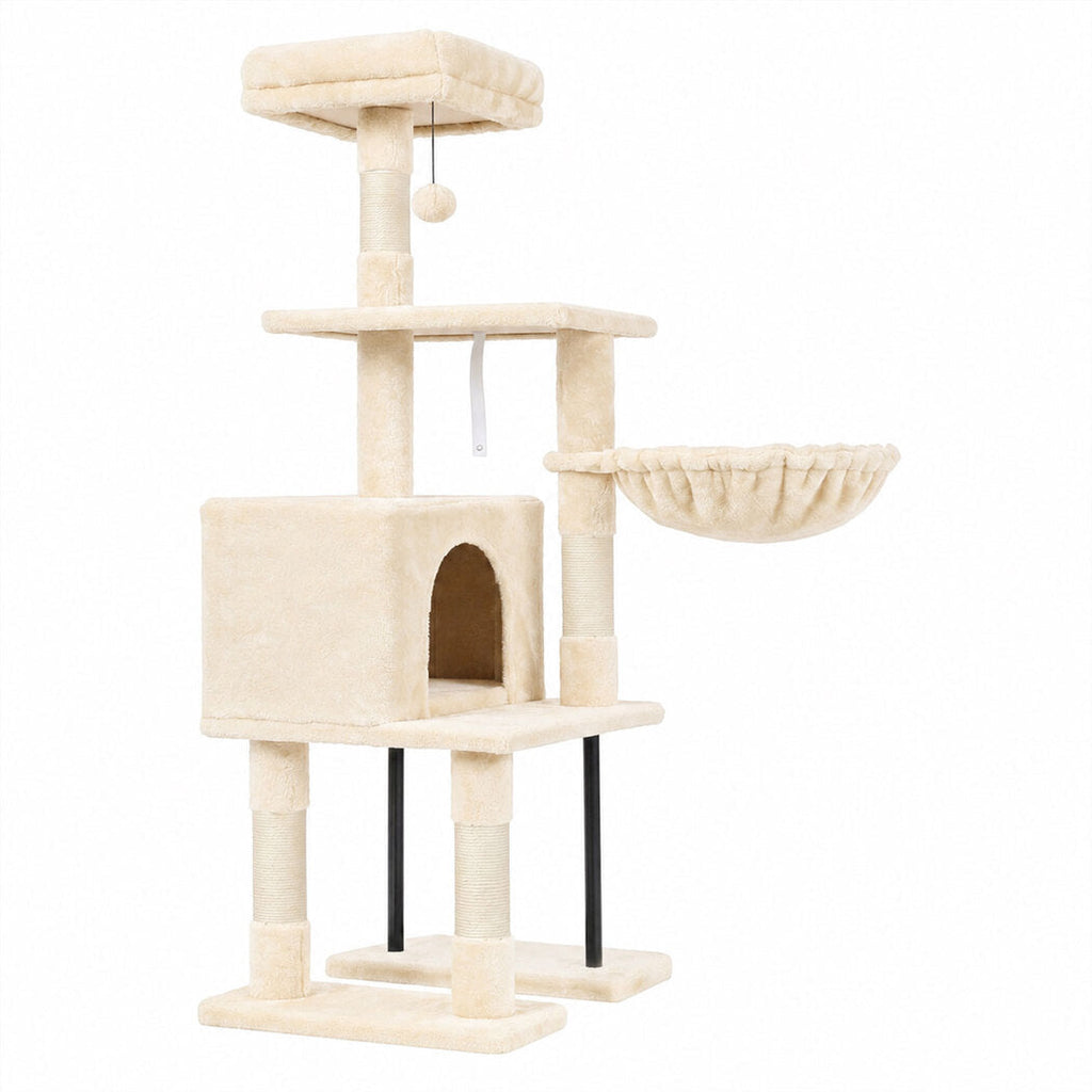 Cat Tree Cat Tower Multi-Level Cat Bed Cat Scratching Post 125cm Beige-2109794020665462784