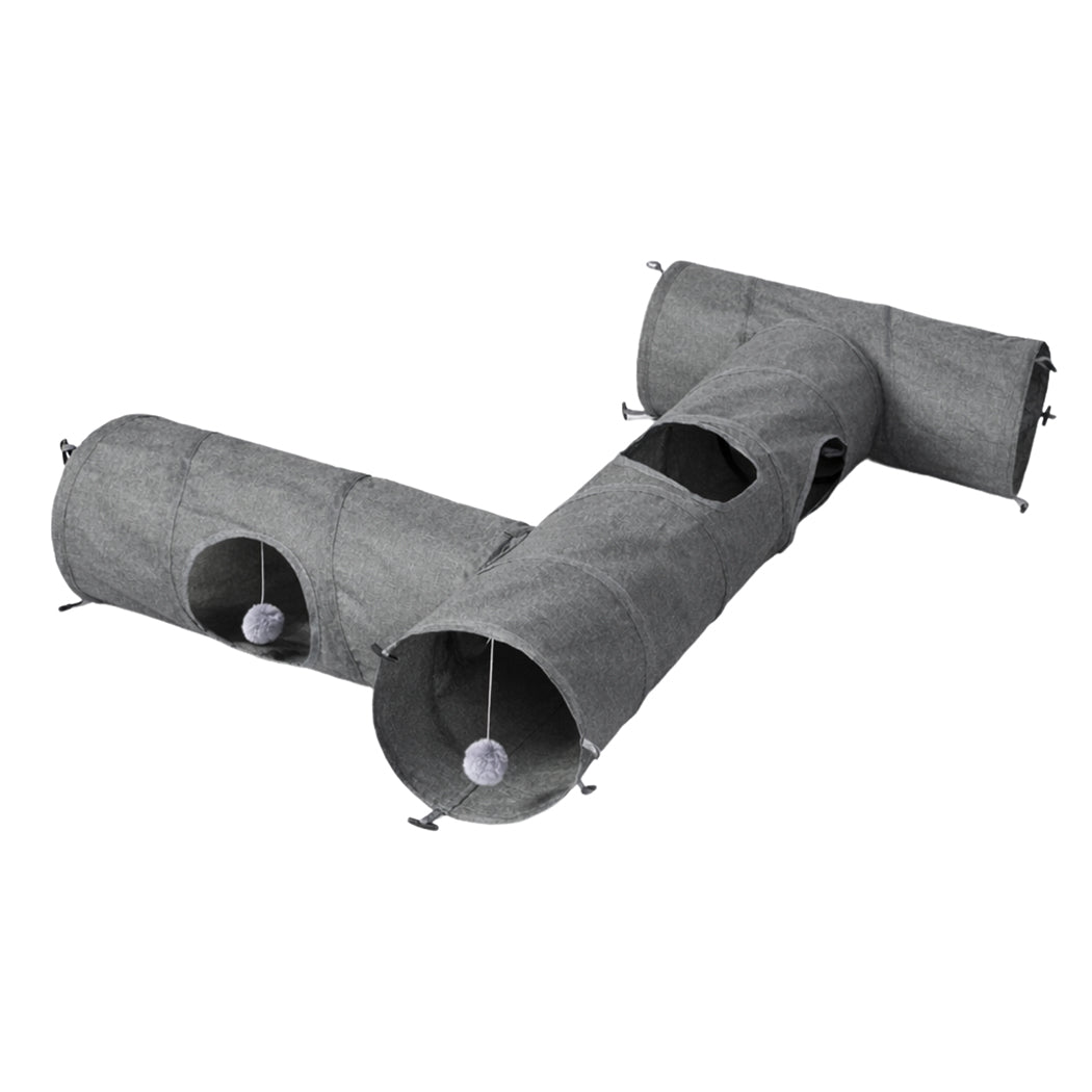 Large Cat Tunnels 3 Pcs Modular Foldable Linen Tube Kittens Rabbits Toys-2102558121233879041