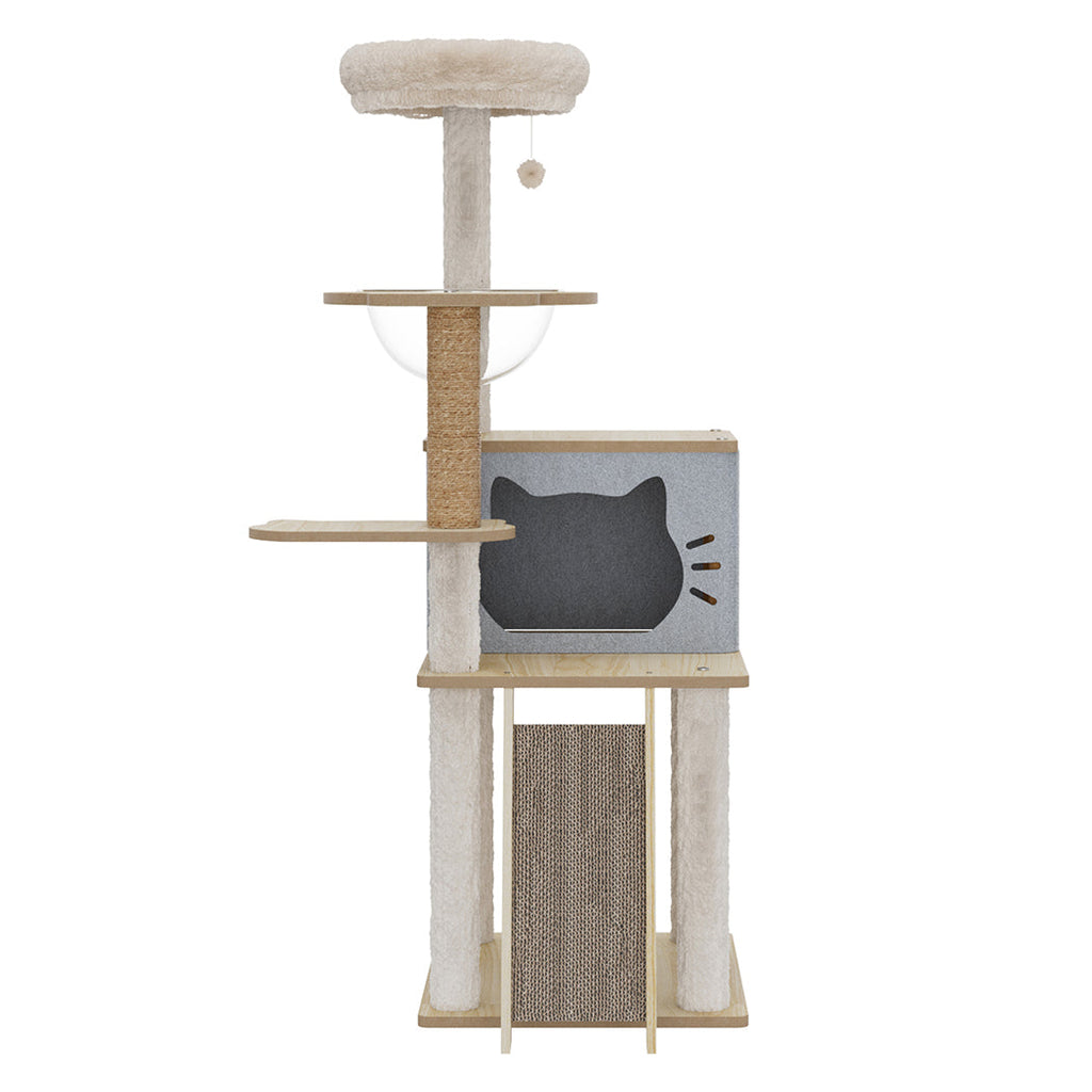 Cat Tree Tower Scratcher Wood Condo House 120cm-2006732707882733569