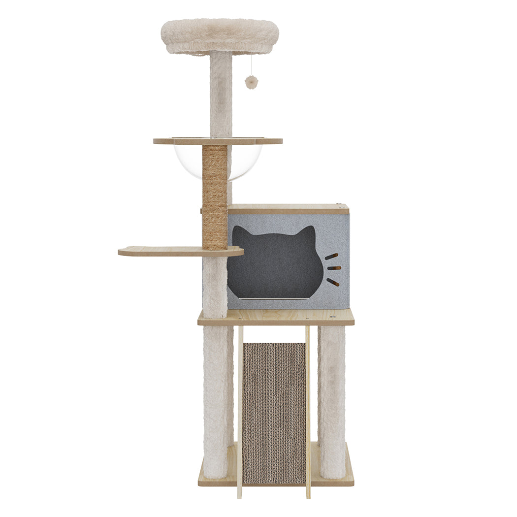 Cat Tree Tower Scratcher Wood Condo House 120cm-2006732707882733569