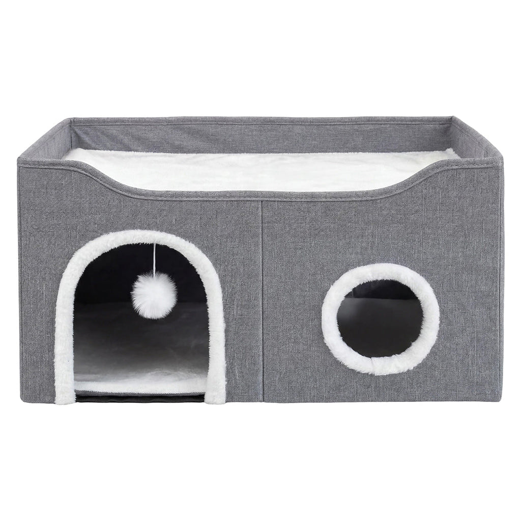 Foldable Cat House Cave Bed Hideaway Interactive Nest Scratching Board-2050056785997467649