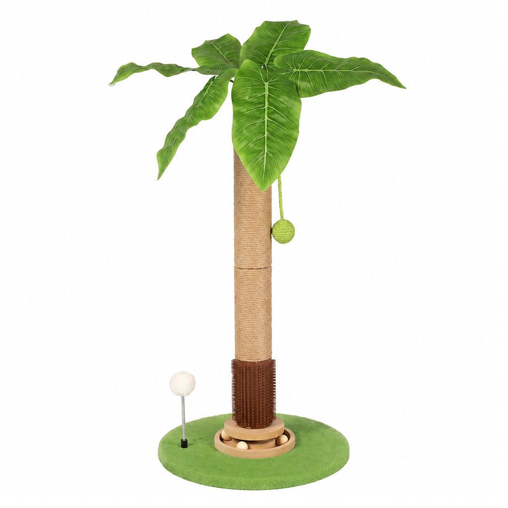 Cat Scratching Post 77cm Palm Tree Cat Scratcher Balls Sisal Green-2109794018702528513