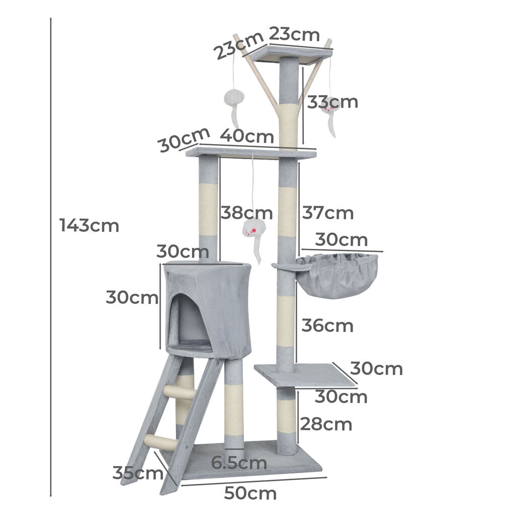 Cat Tree Scratching Post Scratcher 143cm Climbing-2102558704464433154