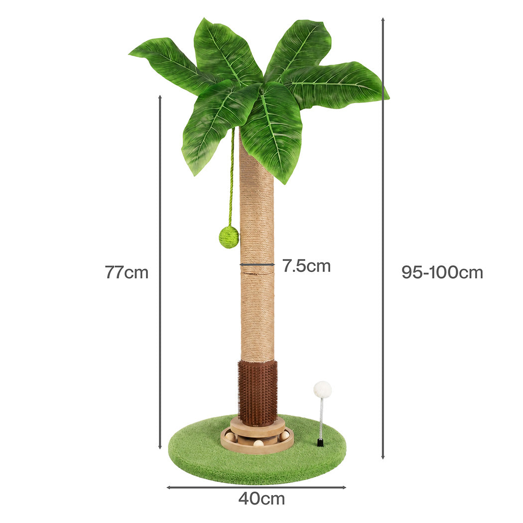Cat Scratching Post 77cm Palm Tree Cat Scratcher Balls Sisal Green-2109794018702528514