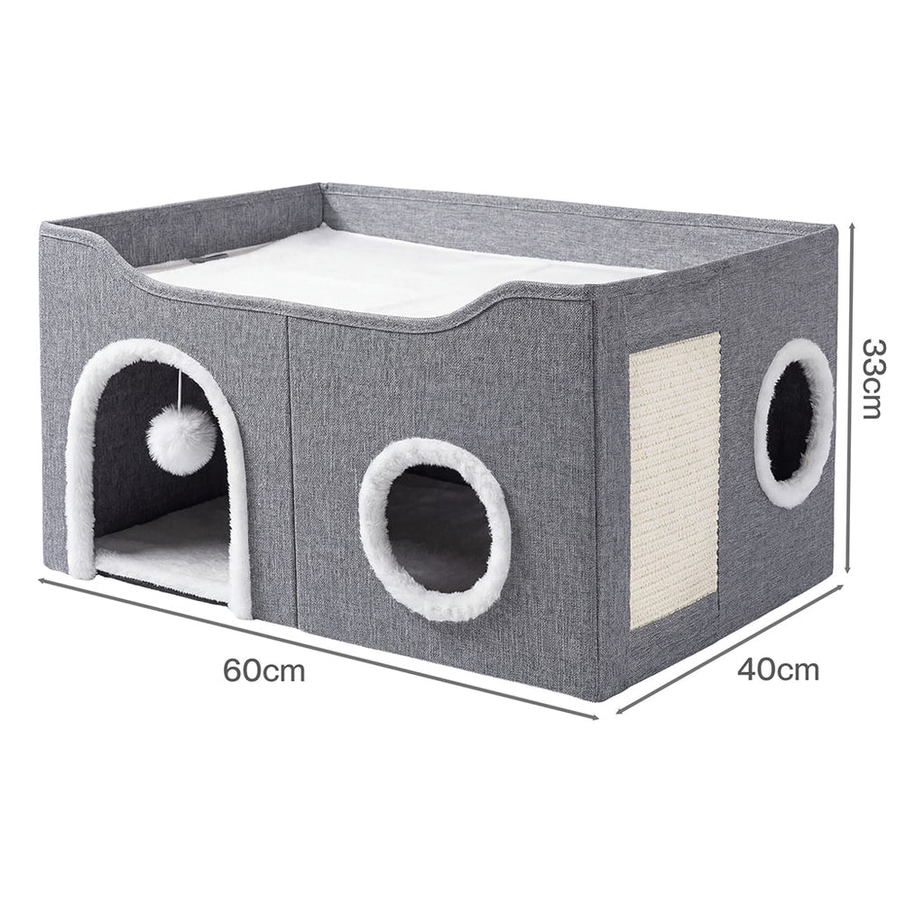 Foldable Cat House Cave Bed Hideaway Interactive Nest Scratching Board-2050056785997467650