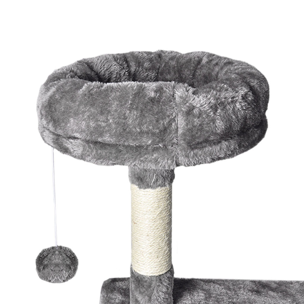 130cm Cat Tree Toy Scratching Post Grey-2102558622503538692