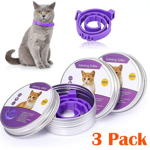 3-Pack Lavender Calming Collars for Cats – Adjustable 38cm
