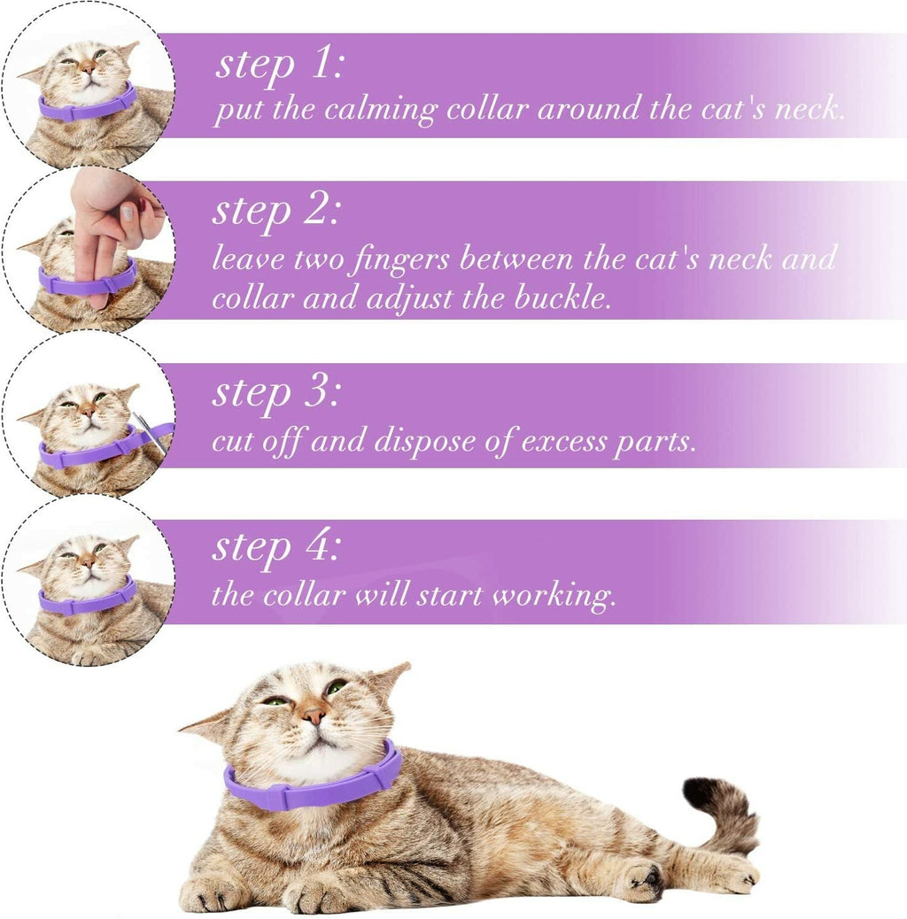 3-Pack Lavender Calming Collars for Cats – Adjustable 38cm